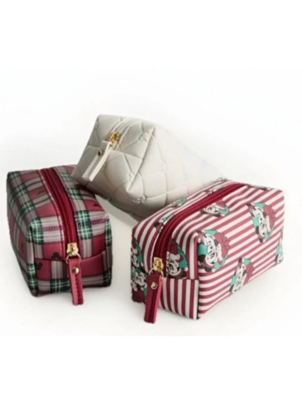 Disney Mickey & Minnie Mouse 4 Piece Christmas Zip Around Cosmetic Bag Gift Set
